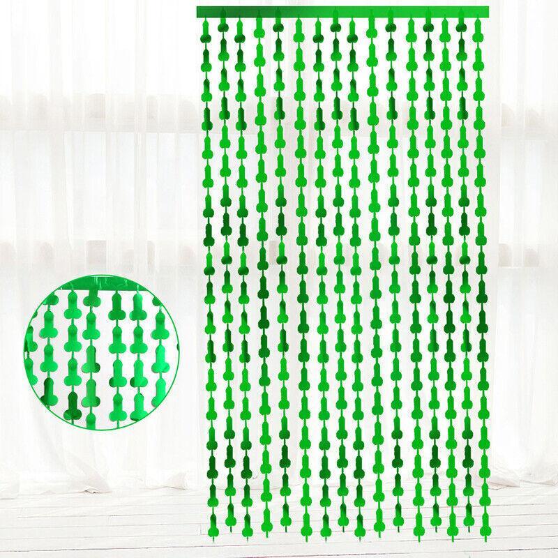 Metallic Tinsel Curtain 2m x 1m Hens Party Backdrop Foil Fringe Hanging Decor - Green 3