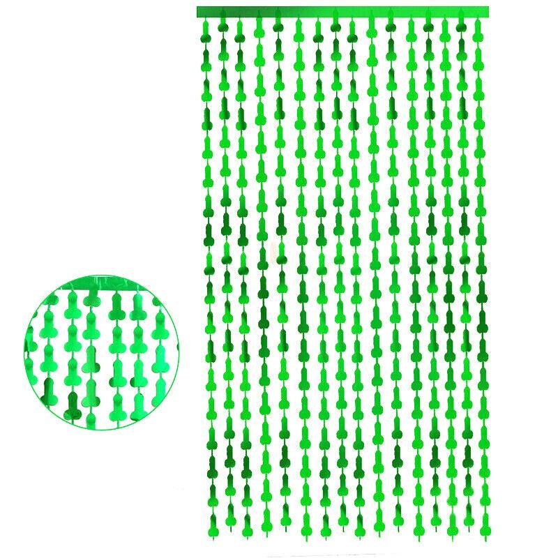 Metallic Tinsel Curtain 2m x 1m Hens Party Backdrop Foil Fringe Hanging Decor - Green 10