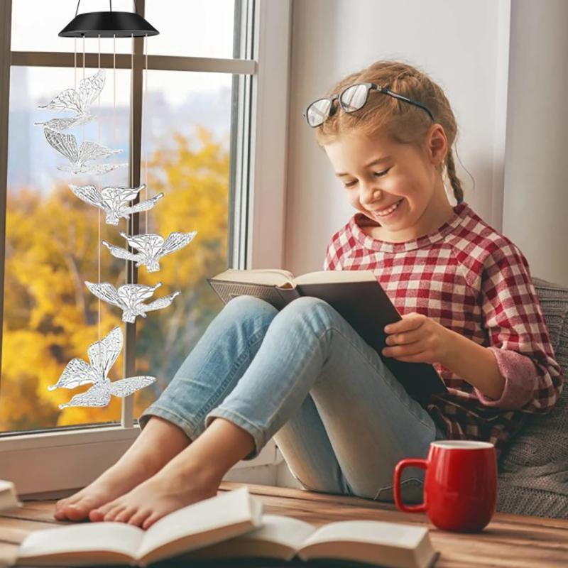 Colour Changing Wind Chimes LED Light Hanging Decor Outdoor Solar Powered Garden - Dogs 3