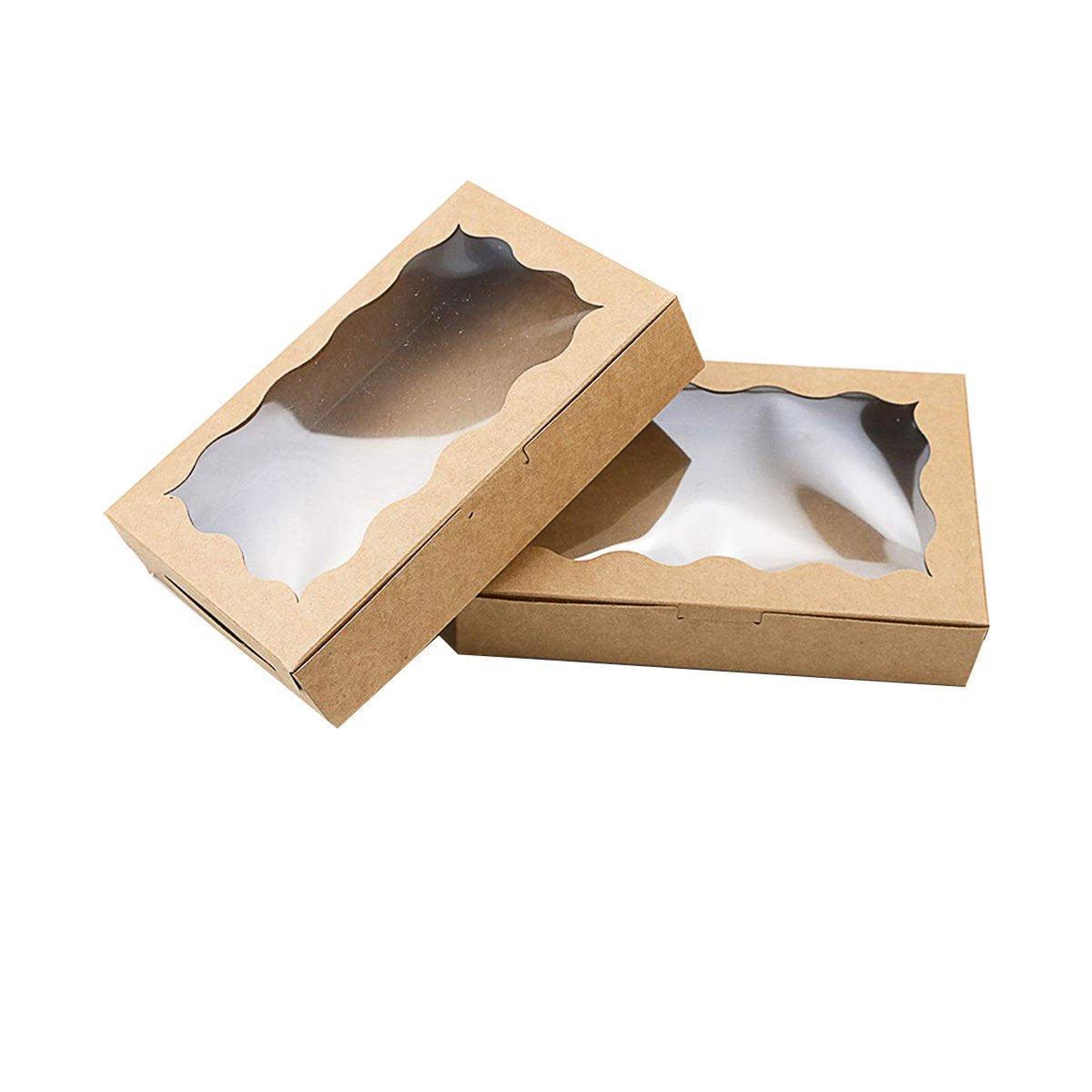 50pcs Rectangular Kraft Paper Window Box Gift Packaging Boxes Party Favors - Khaki 7