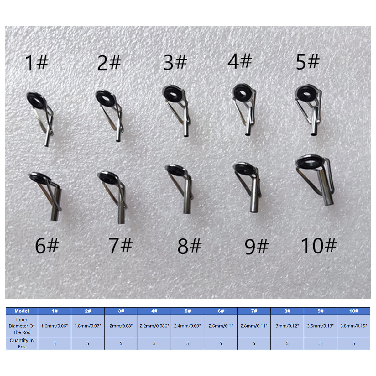 50pcs Fishing Rod Guide Tip Repair Kit Set Rings Guide Replacement Parts Tools 4