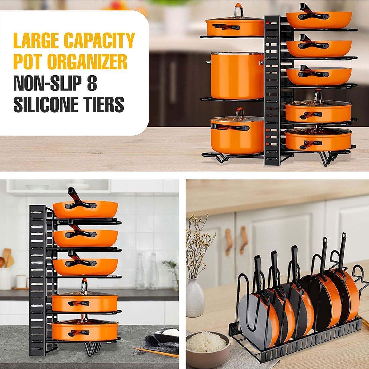 Adjustable Multi Layer Pot Lid Rack Vertical Storage Organizer Countertop Holder 4