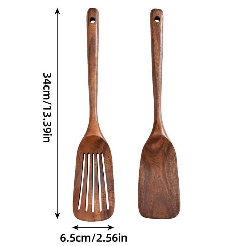 2pcs Wooden Frying Spatula Long Handle Stir Fry Spatula Kitchen Cooking Utensils 3