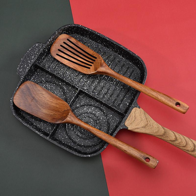 2pcs Wooden Frying Spatula Long Handle Stir Fry Spatula Kitchen Cooking Utensils 4