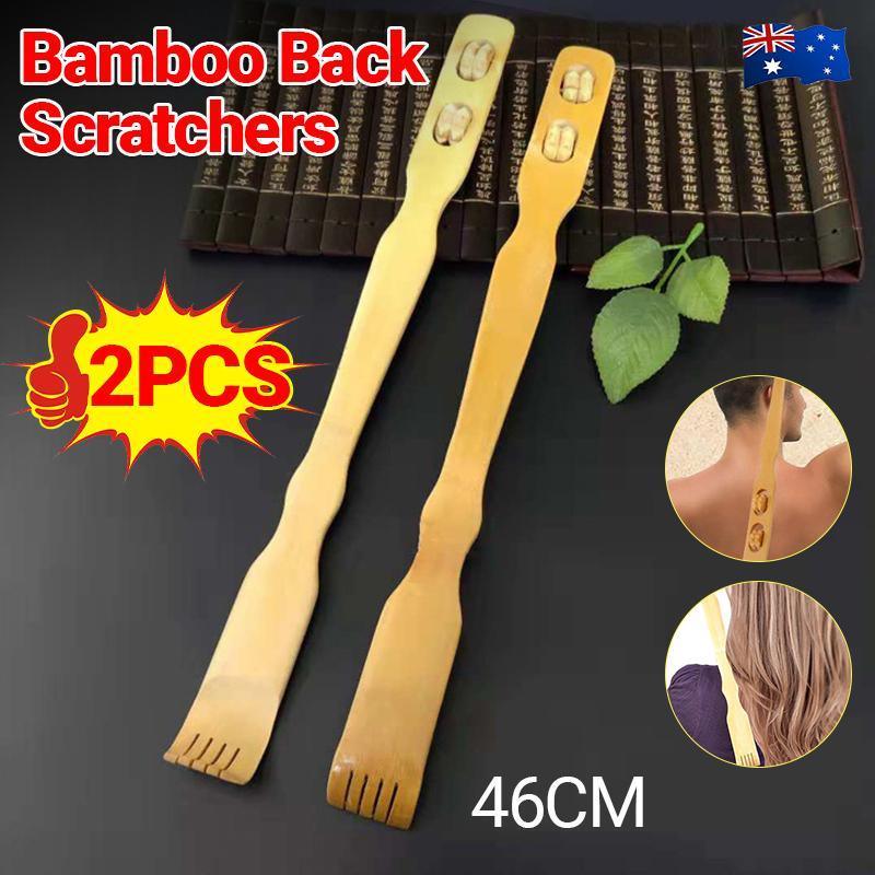 Long Handle Bamboo Back Scratcher Stick for Itch Relief and Easy Reach 46cm 2PCS
