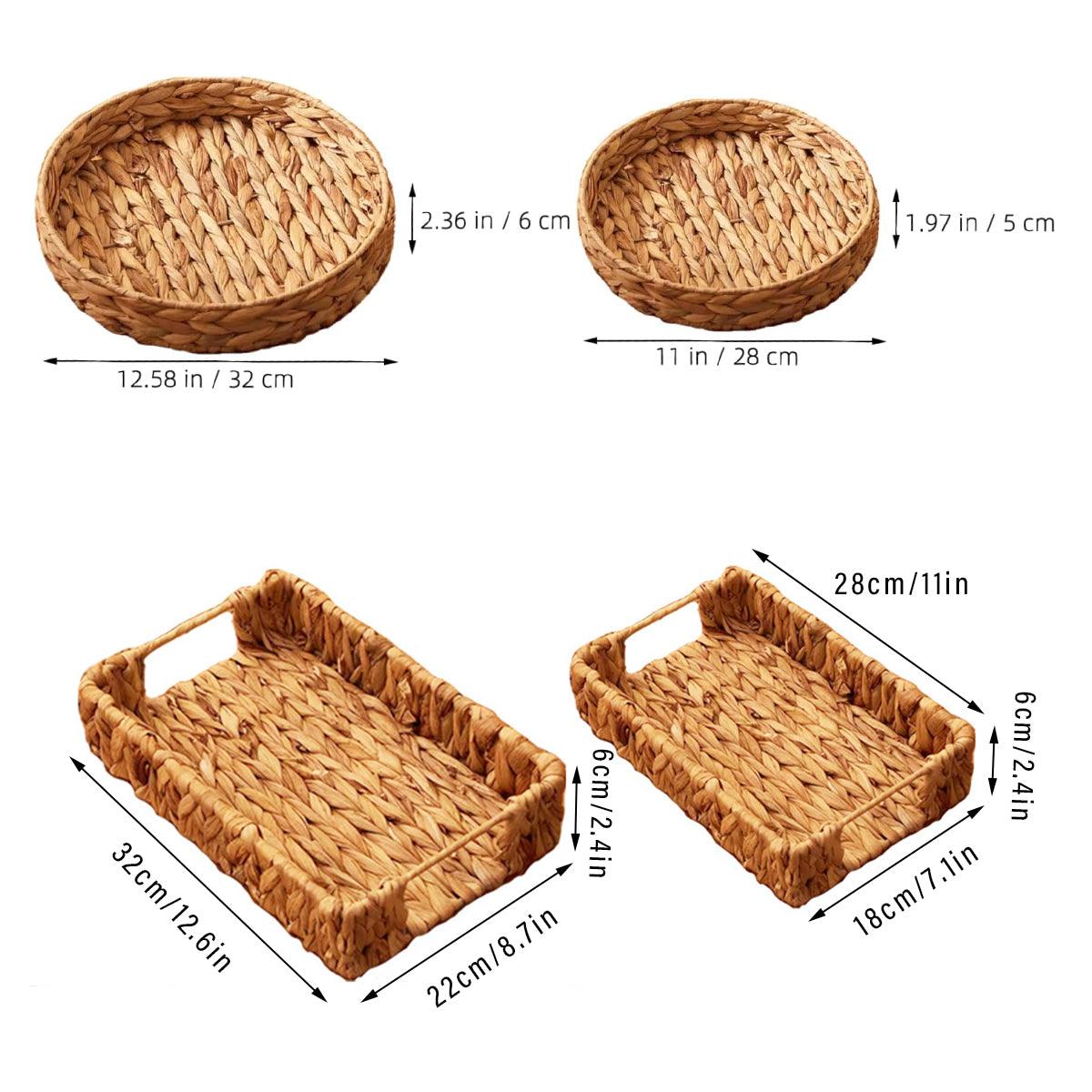 2pcs Rattan Fruit Tray Decorative Storage Trays Multipurpose Shelving Organizer - Square 3