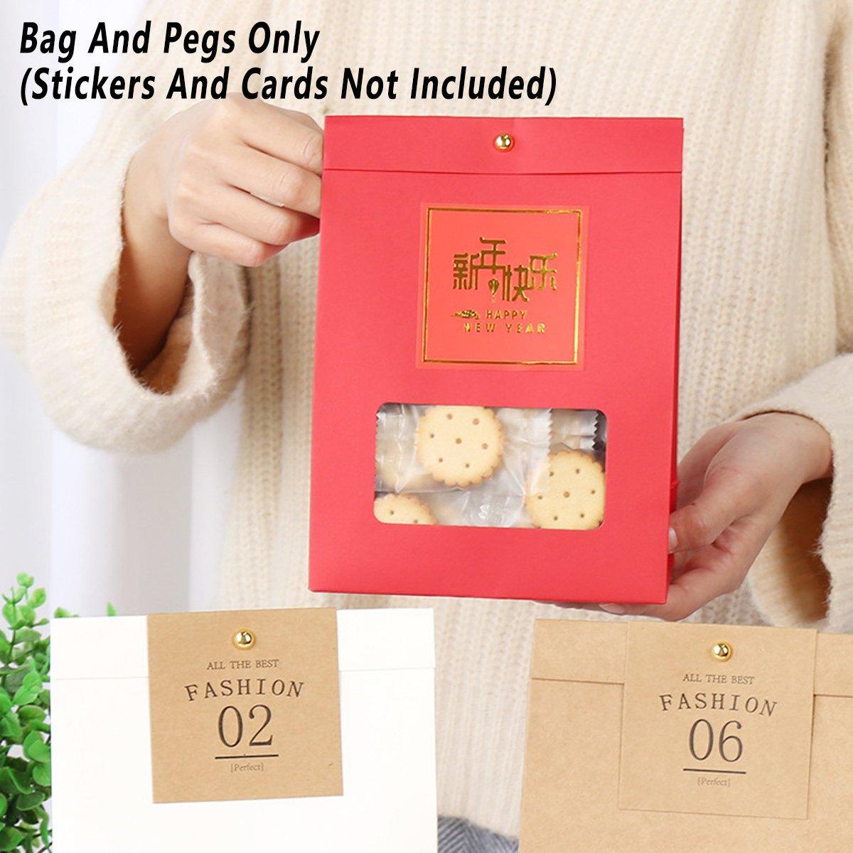 10PCS Snowflake Kraft Paper Candy Bag with Window Biscuit Self Standing Food Bag - Red 5
