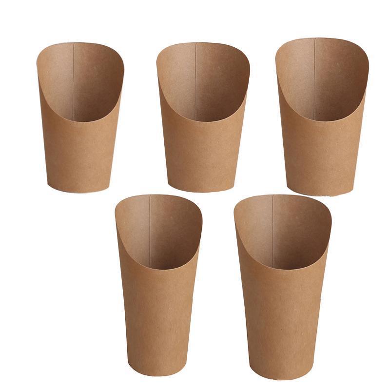 French Fries Holder Kraft Paper Cups Holder Disposable Paper Cups - 22OZ