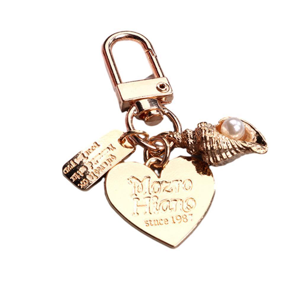 Womens Cute Key Rings Shell Heart Pearl Shape Keychain Charm Bag Hanger Pendants - C 7