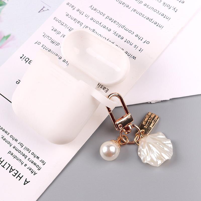 Womens Cute Key Rings Shell Heart Pearl Shape Keychain Charm Bag Hanger Pendants - A 4