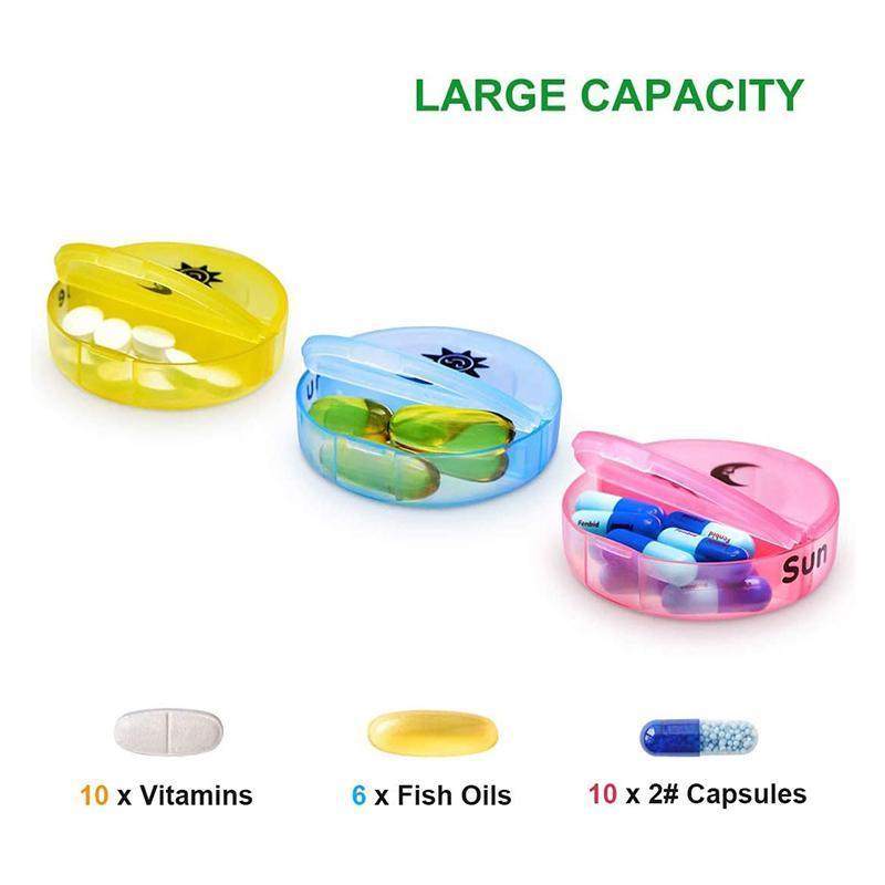 7 Day Weekly Case Dispenser Medicine Tablet Organizer Storage Container Pill Box - Black 4