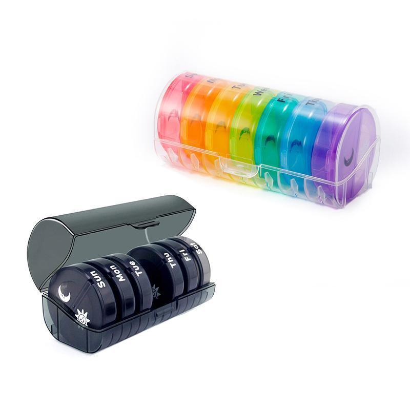 7 Day Weekly Case Dispenser Medicine Tablet Organizer Storage Container Pill Box - Colourful