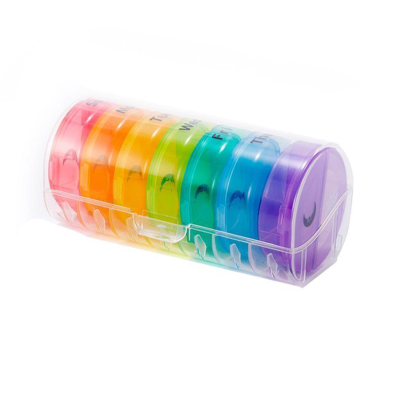 7 Day Weekly Case Dispenser Medicine Tablet Organizer Storage Container Pill Box - Colourful 7