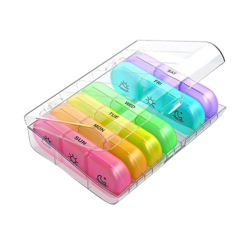 7 Day Medicine Organizer Pill Box Tablet Daily Case Weekly Dispenser Container - Black 7