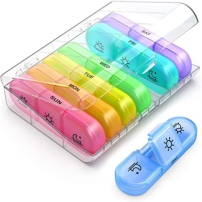 7 Day Medicine Organizer Pill Box Tablet Daily Case Weekly Dispenser Container - Colourful 5