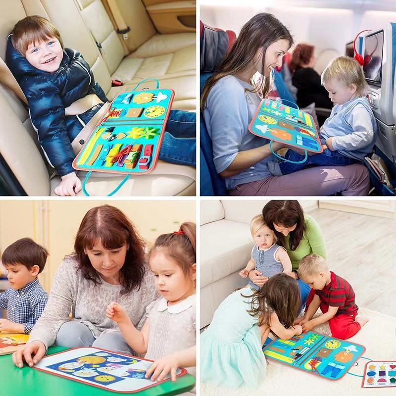 Educational Montessori Busy Board Sensory Activity Book Learning Toy for Early Skills 3