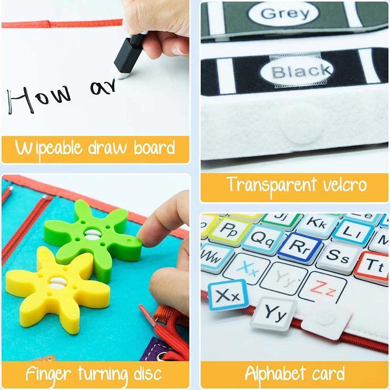 Educational Montessori Busy Board Sensory Activity Book Learning Toy for Early Skills 4