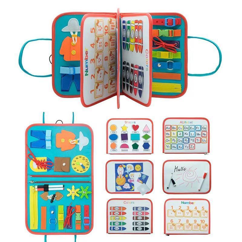 Educational Montessori Busy Board Sensory Activity Book Learning Toy for Early Skills 5