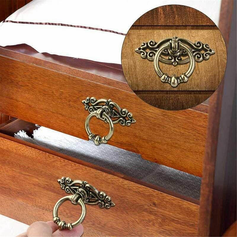 5PCS Vintage Handles Cabinet Drawer Cupboard Door Iron Knob Gold Pull - Black 5