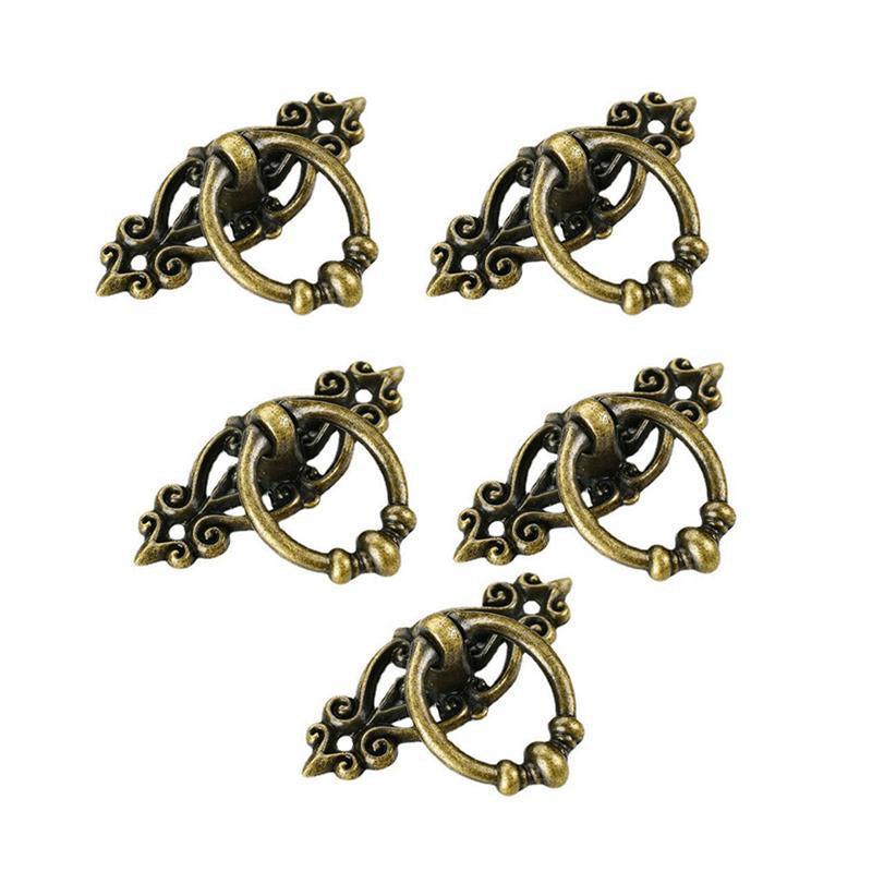 5PCS Vintage Handles Cabinet Drawer Cupboard Door Iron Knob Gold Pull - Black 8