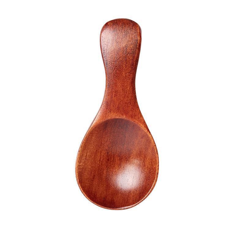 5PCS Mini Wooden Spoons Natural Wood Spice Condiment Dessert Scoops - Red 7