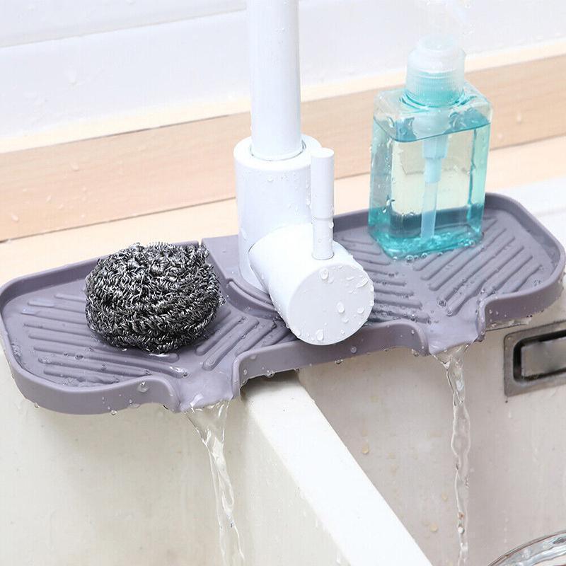 Kitchen Faucet Storage Rack Holder Soap Sponges Caddy Organizer Sink Basket Rack - Grey 3