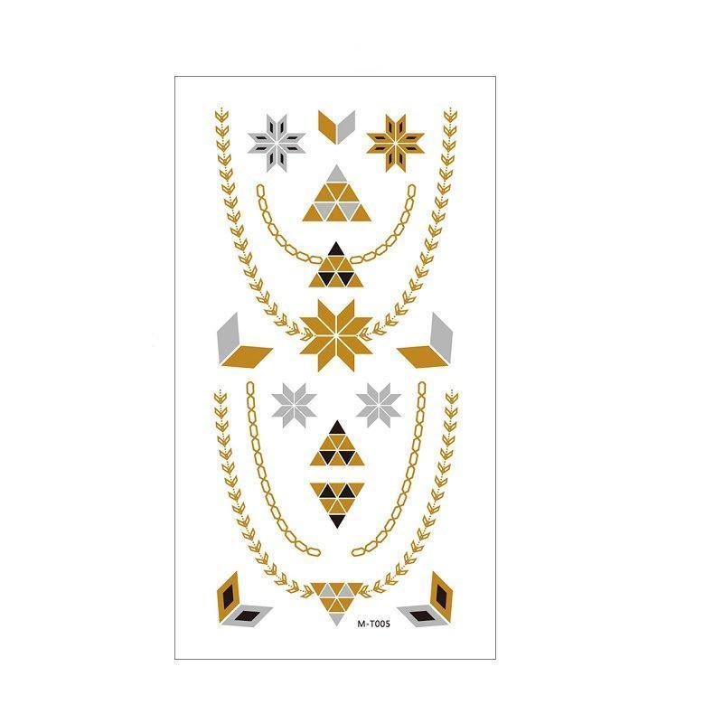 Women Lady Metallic gold silver color boho arm Body Temporary Tattoo Sticker Art - MTOM17 10