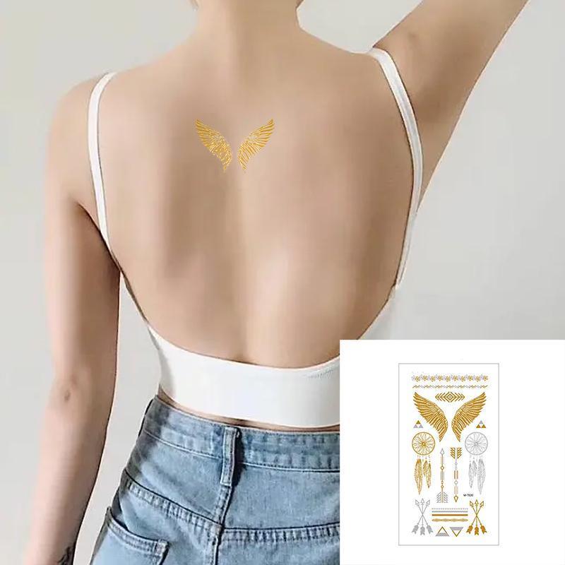 Women Lady Metallic gold silver color boho arm Body Temporary Tattoo Sticker Art - MTOM19 5