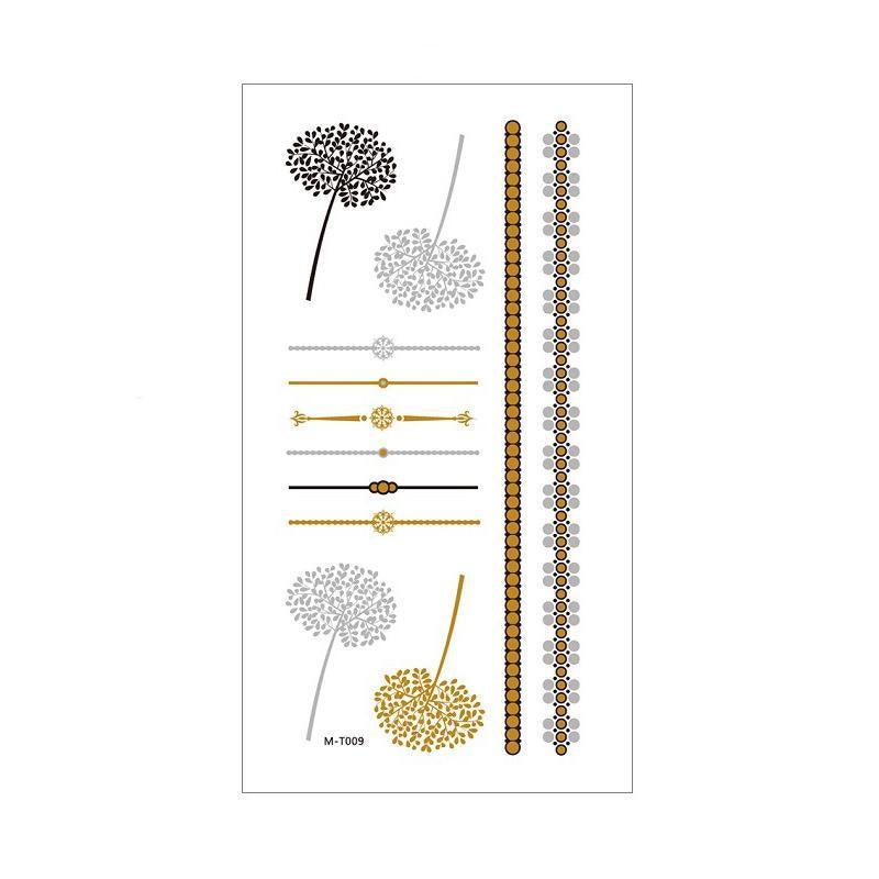 Women Lady Metallic gold silver color boho arm Body Temporary Tattoo Sticker Art - MTOM18 14