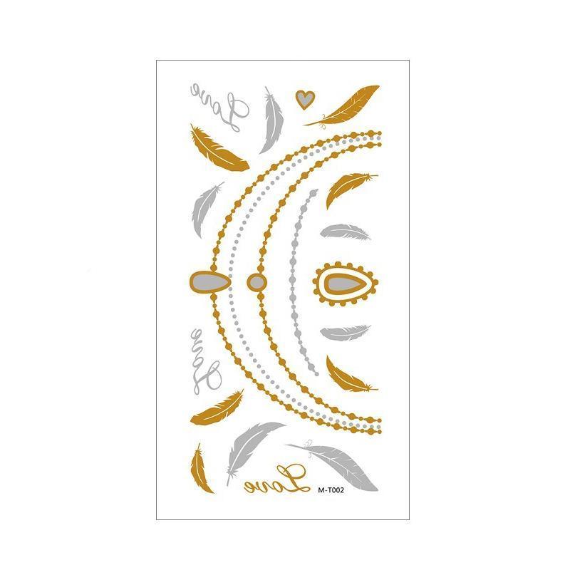 Women Lady Metallic gold silver color boho arm Body Temporary Tattoo Sticker Art - MTOM33 7