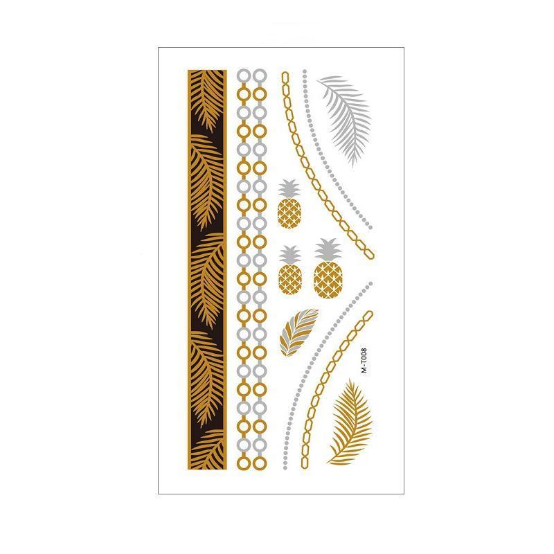 Women Lady Metallic gold silver color boho arm Body Temporary Tattoo Sticker Art - MTOM13 13