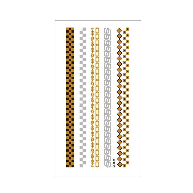 Women Lady Metallic gold silver color boho arm Body Temporary Tattoo Sticker Art - MTOM03 11