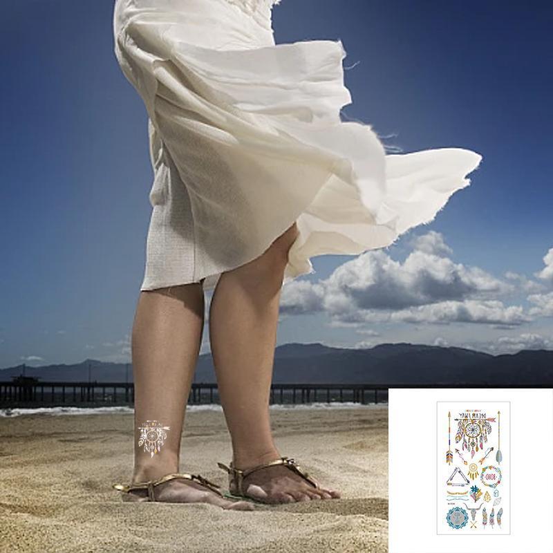 Women Lady Metallic gold silver color boho arm Body Temporary Tattoo Sticker Art - MTOM21 3