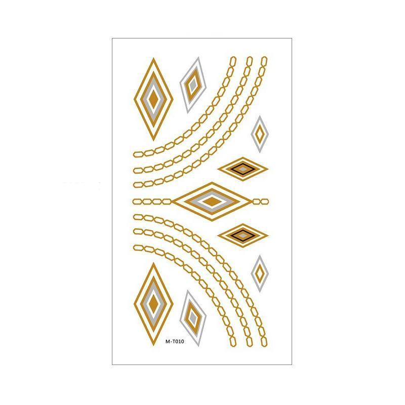 Women Lady Metallic gold silver color boho arm Body Temporary Tattoo Sticker Art - MTOM11 15
