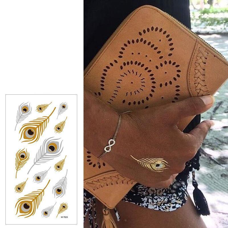 Women Lady Metallic gold silver color boho arm Body Temporary Tattoo Sticker Art - MTOM02 4