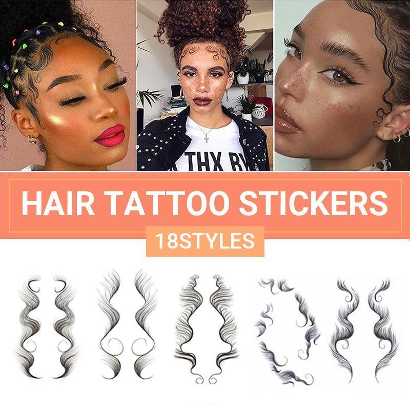 Hairline Edge Tattoo Stickers - Curly Fringe Decals for Women Styling - 10