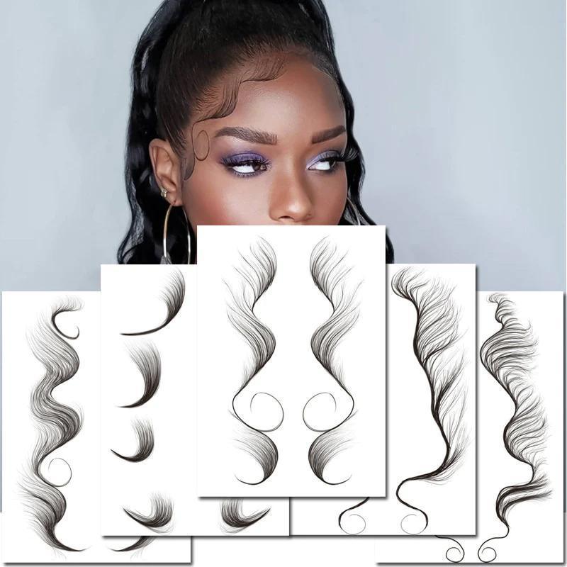 Hairline Edge Tattoo Stickers - Curly Fringe Decals for Women Styling - 4 3
