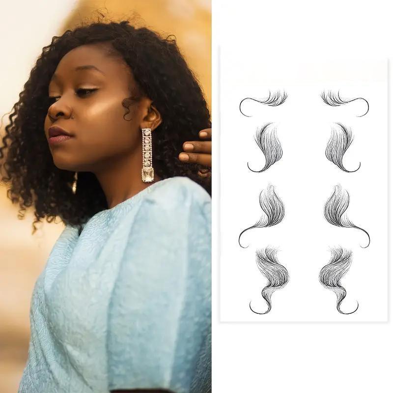 Hairline Edge Tattoo Stickers - Curly Fringe Decals for Women Styling - 9 5