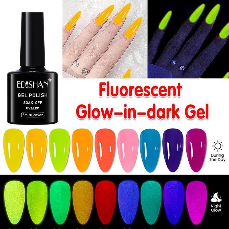 8ml Fluorescent Glow-In-Dark Gel Soak Off UV LED Nail Art Varnish DIY Luminous - 03#Fluorescent Green