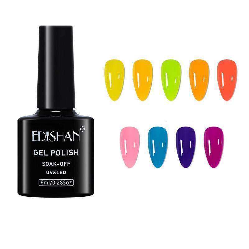 8ml Fluorescent Glow-In-Dark Gel Soak Off UV LED Nail Art Varnish DIY Luminous - 03#Fluorescent Green