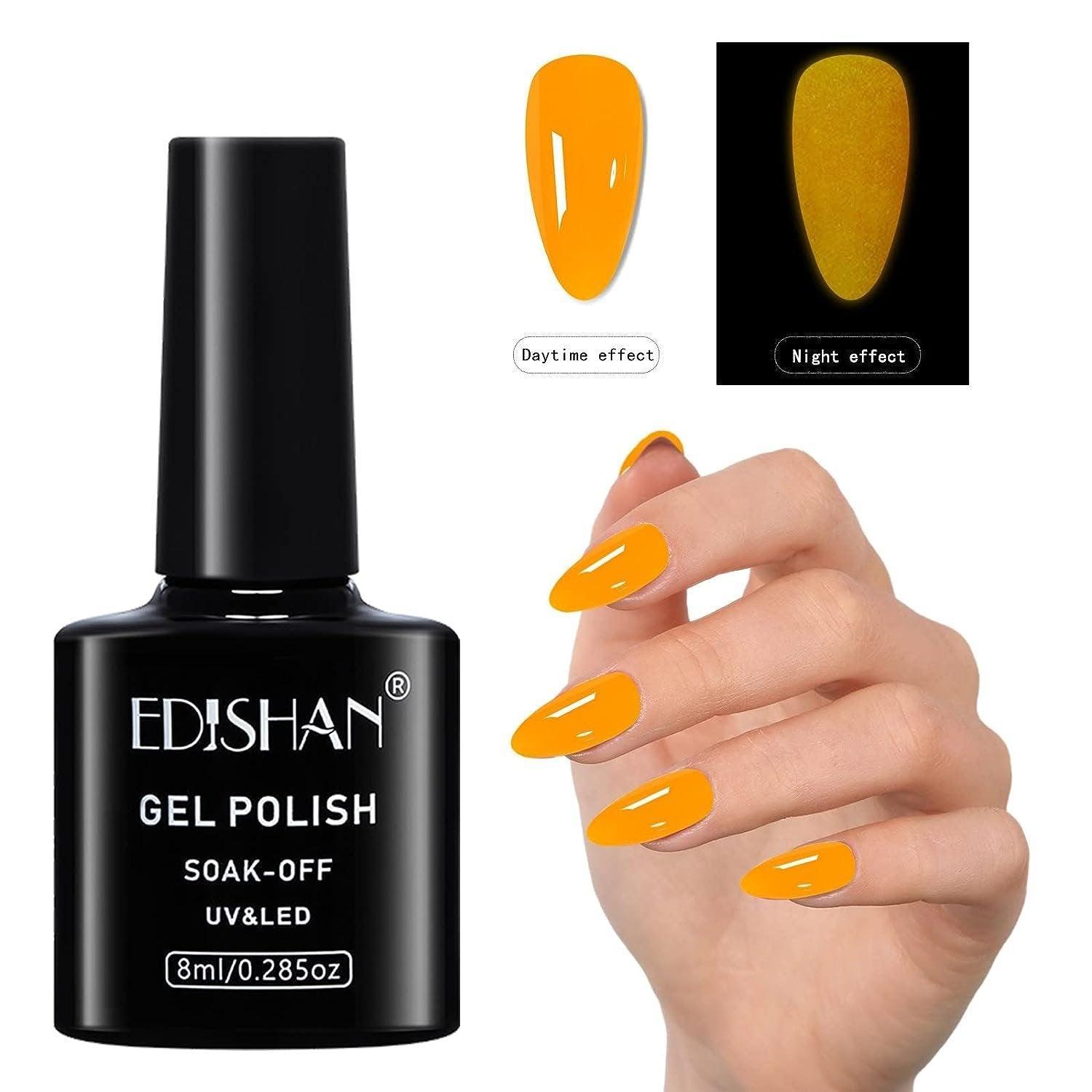 8ml Fluorescent Glow-In-Dark Gel Soak Off UV LED Nail Art Varnish DIY Luminous - 05#Fluorescent Grapefruit Red 9