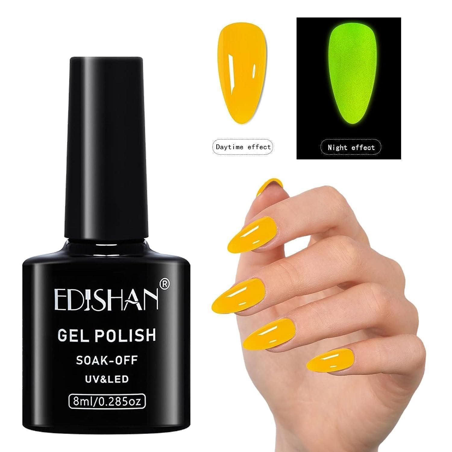 8ml Fluorescent Glow-In-Dark Gel Soak Off UV LED Nail Art Varnish DIY Luminous - 06#Fluorescent Phosphor 7