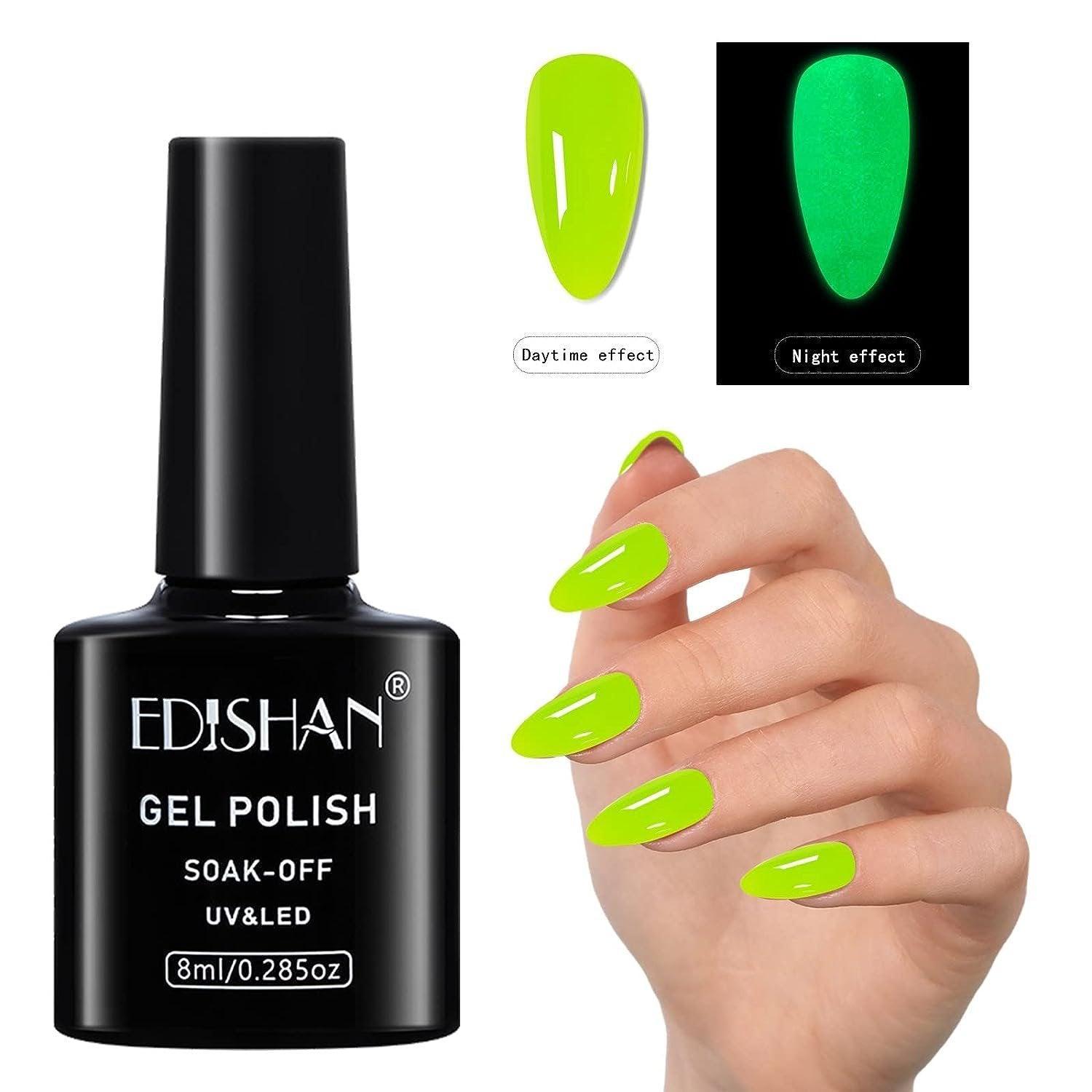 8ml Fluorescent Glow-In-Dark Gel Soak Off UV LED Nail Art Varnish DIY Luminous - 06#Fluorescent Phosphor 8