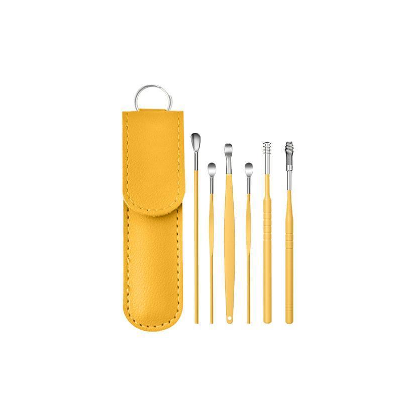 6Pcs Earpick Ear Wax Curette Ear Cleaner Remover Spoon Ear Cleaning Tool Kit - Green 8