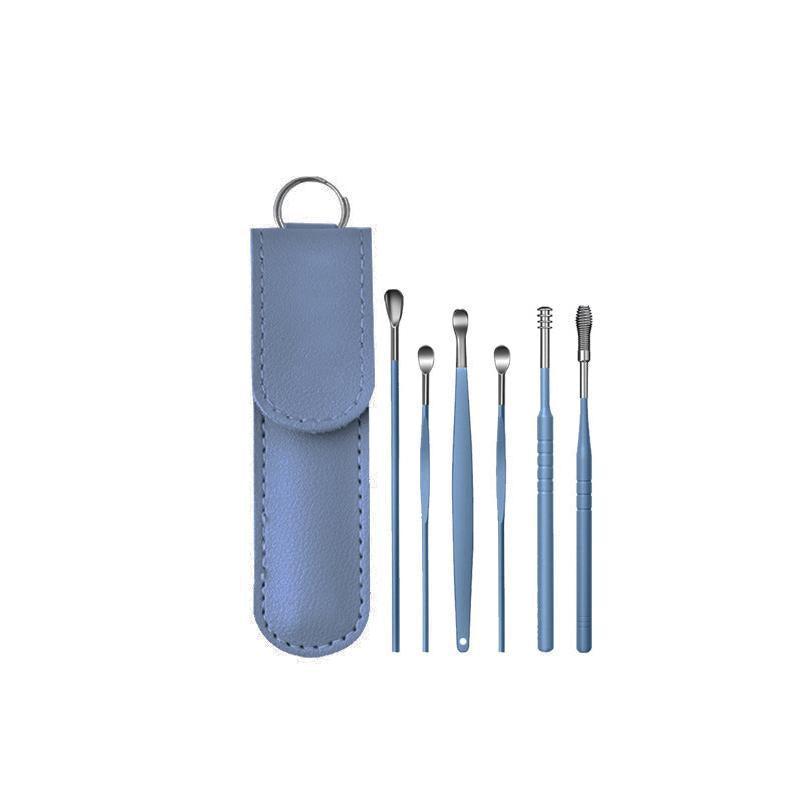 6Pcs Earpick Ear Wax Curette Ear Cleaner Remover Spoon Ear Cleaning Tool Kit - Purple 9