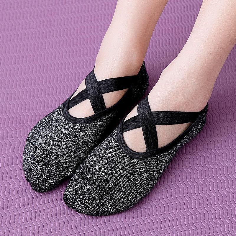 Yoga Socks Non Slip Pilates Ballet Grip Socks for Women Gym Fitness - Grey 4