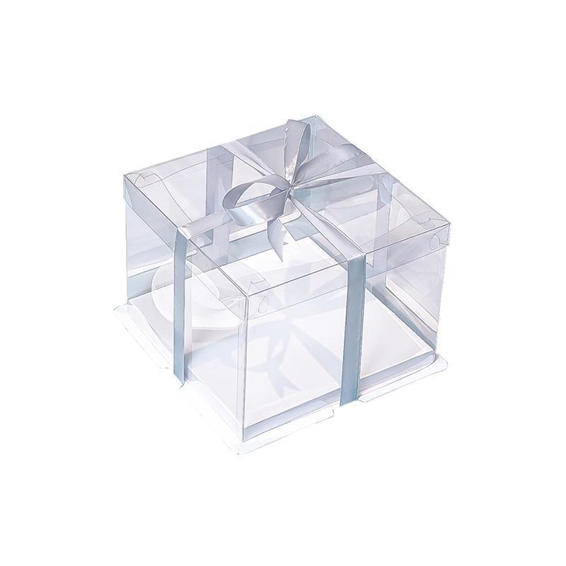 20 PCS Clear Treat Box Box Portable Cake Display Transparent Birthday Cake - 8 INCH(without ribbon)-Double 7