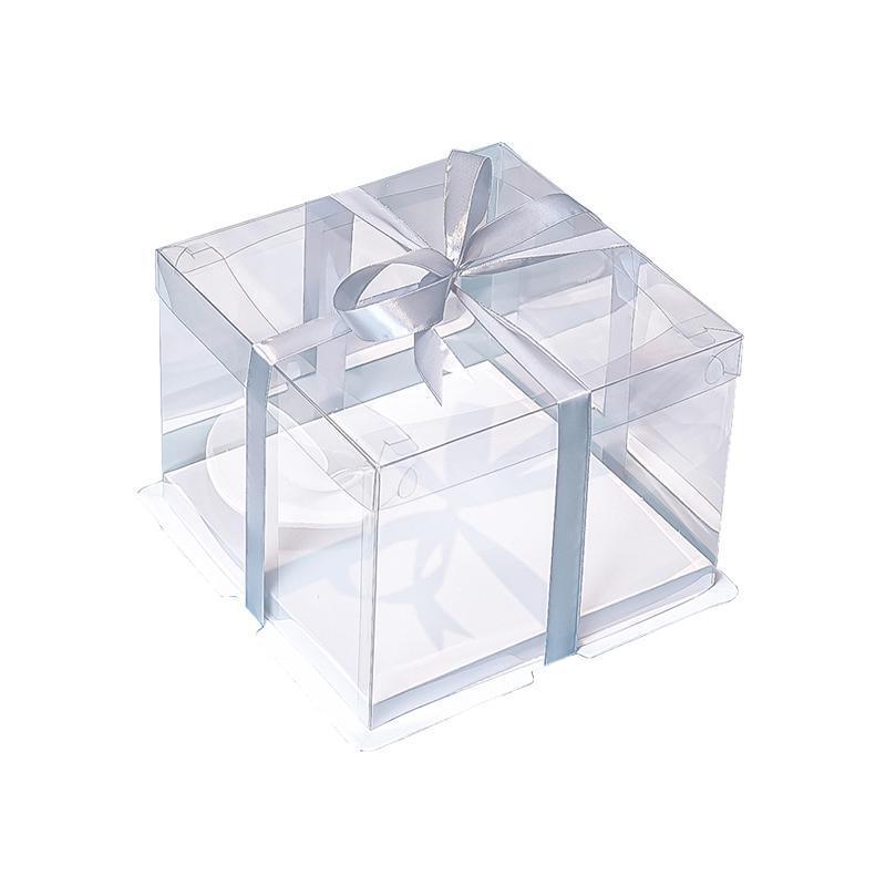 20 PCS Clear Treat Box Box Portable Cake Display Transparent Birthday Cake - 8 INCH(without ribbon)-Double 8