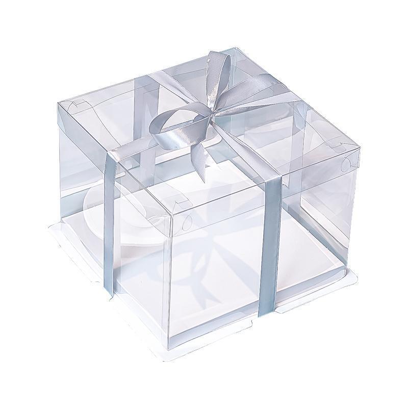 20 PCS Clear Treat Box Box Portable Cake Display Transparent Birthday Cake - 8 INCH(without ribbon)-Double 9