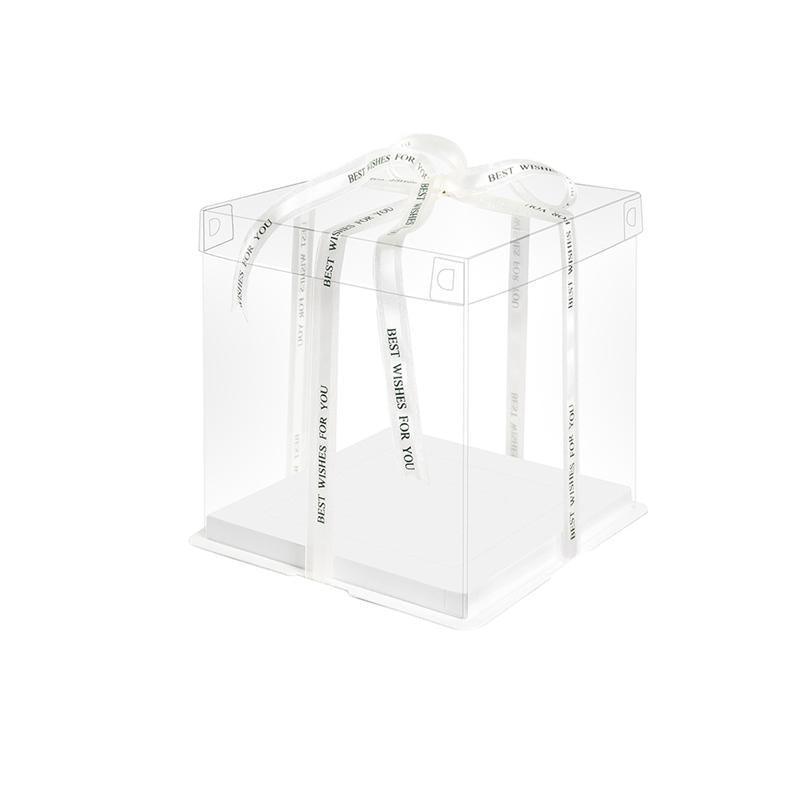 20 PCS Clear Treat Box Box Portable Cake Display Transparent Birthday Cake - 8 INCH(without ribbon)-Double 10